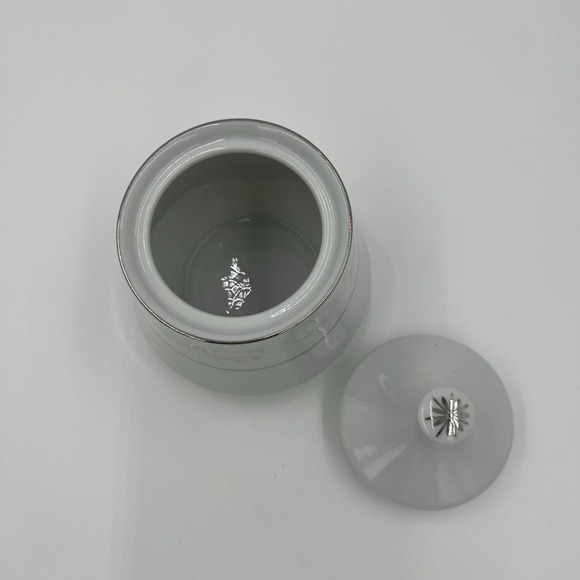 Crown Ming Fine China Sugar Bowl with Lid Silver Trim Floral Pattern - Picture 6 of 10